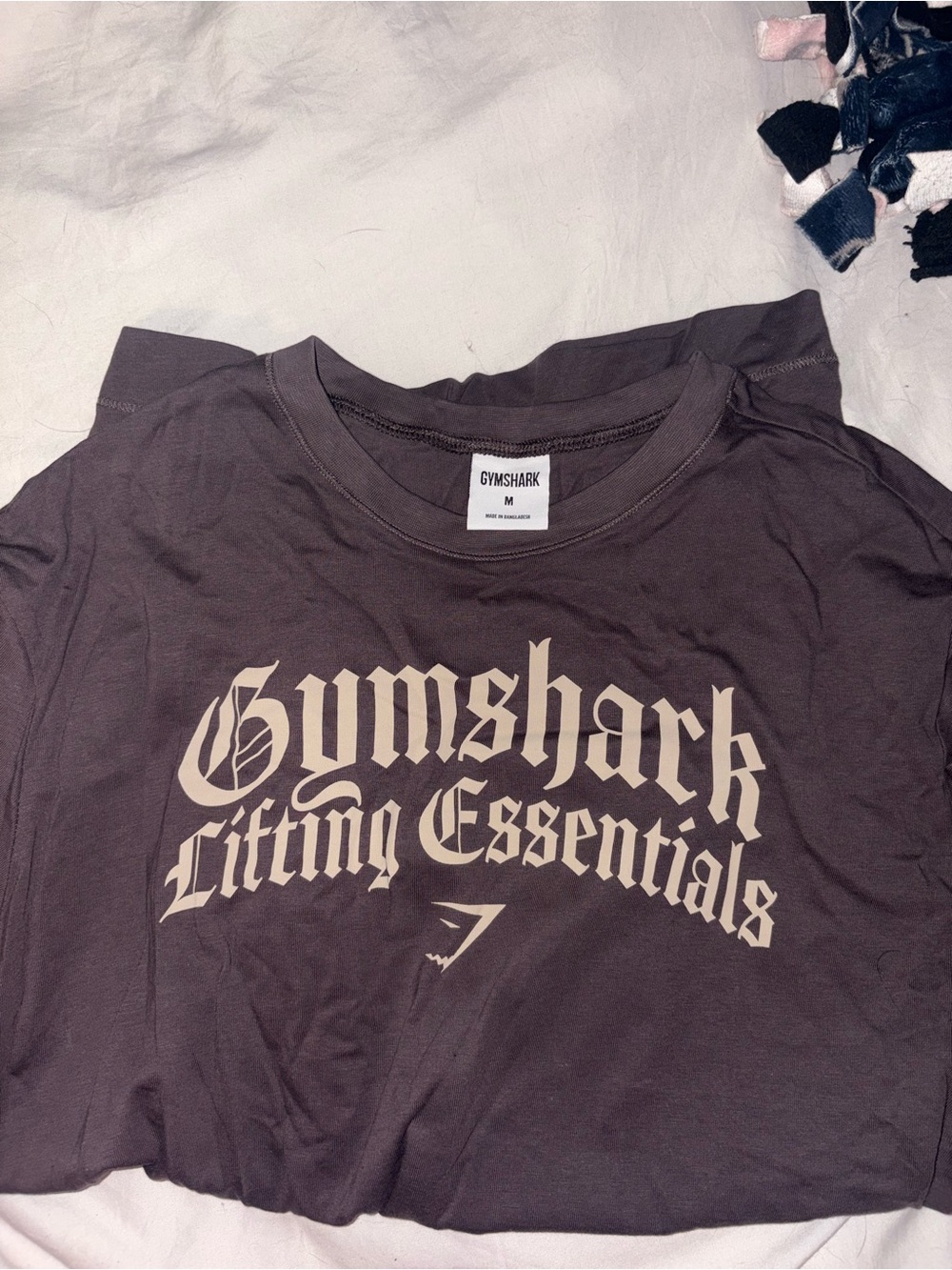 Gymshark Crewneck Tee in Dark Brown with Cream Print